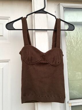 Danielle Bernstein brown knit top